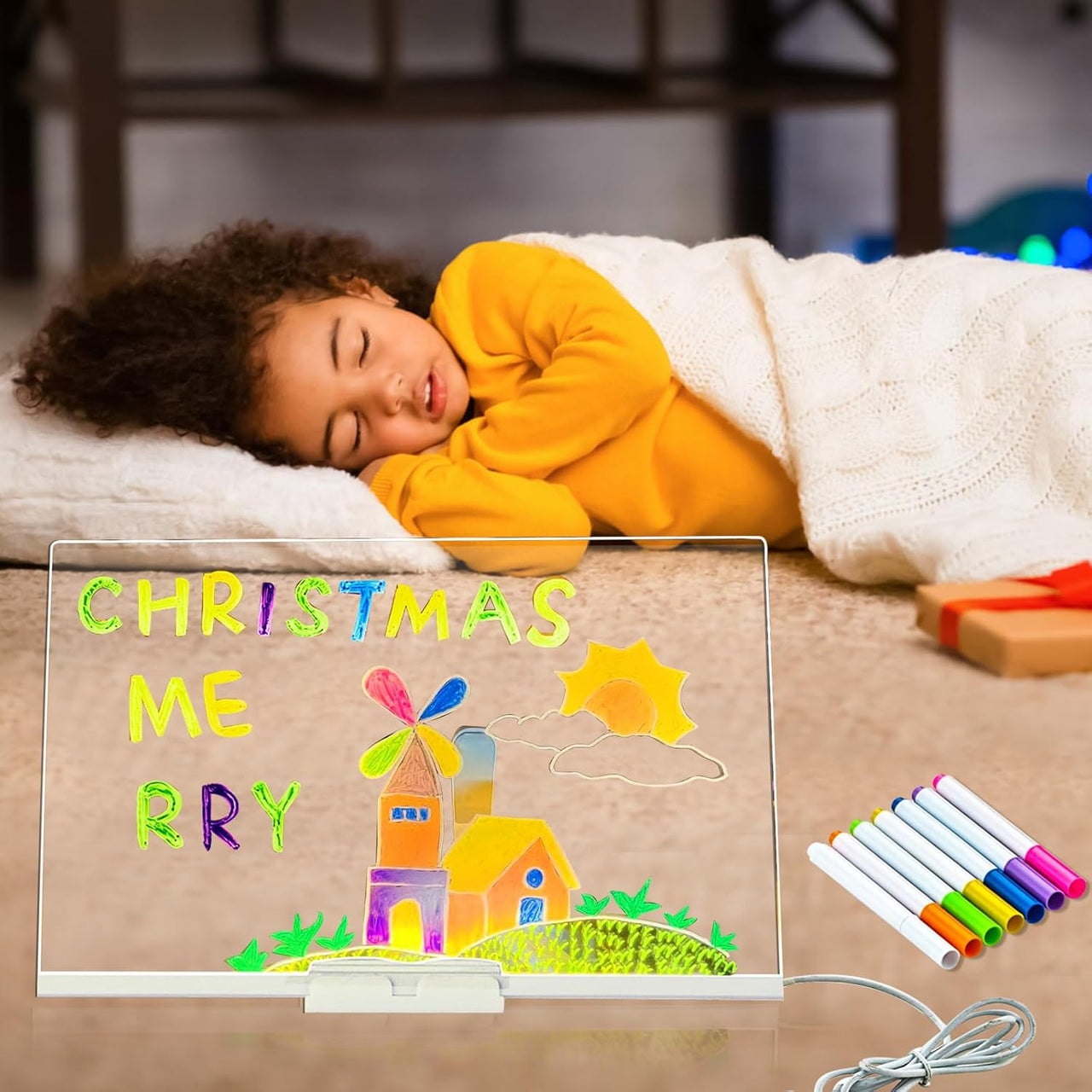 Acrylic LED Board With Colorful Night Light & Neon Pens