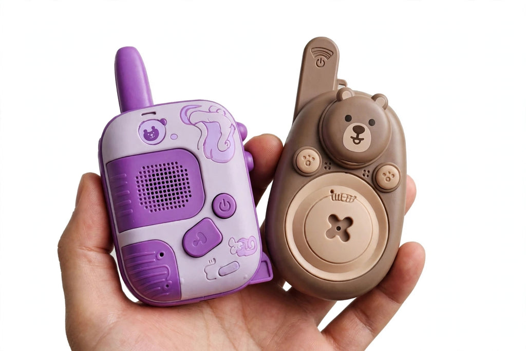 Kids Walkie-Talkies - 2PCS Set -Long Range - Bear & Purple Design
