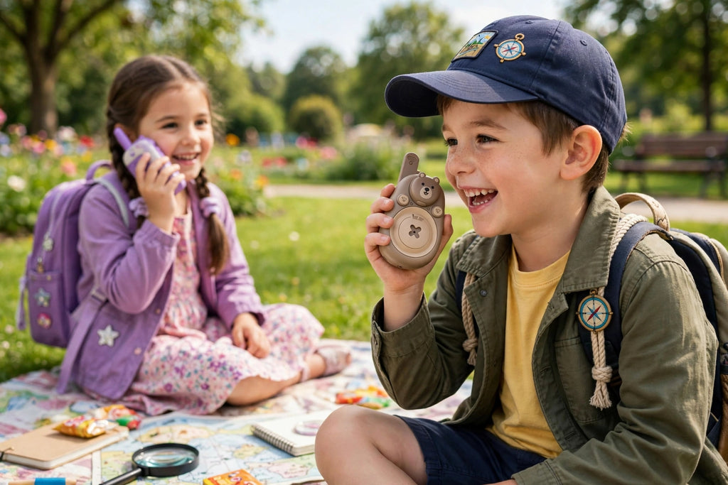 Kids Walkie-Talkies - 2PCS Set -Long Range - Bear & Purple Design