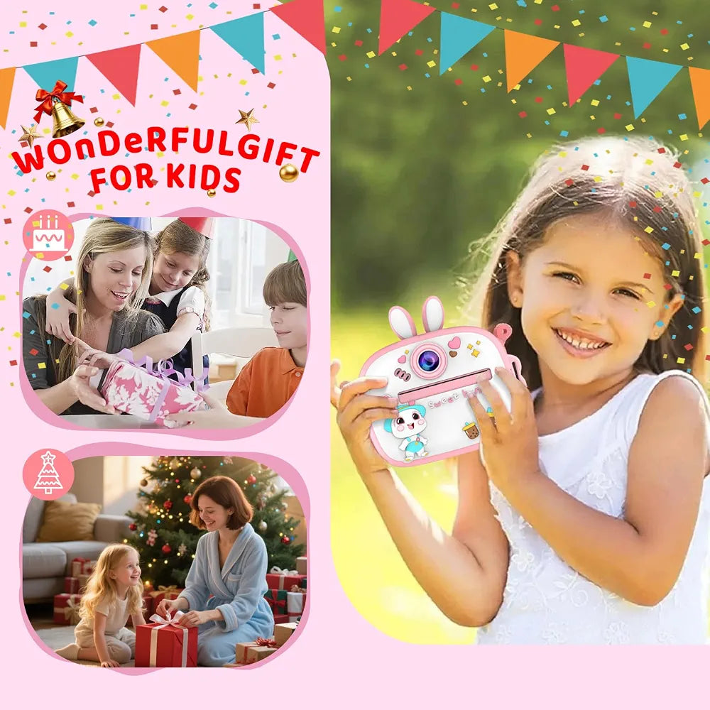 Kids Instant Print Camera with 2.4" Screen, 1080P HD Video