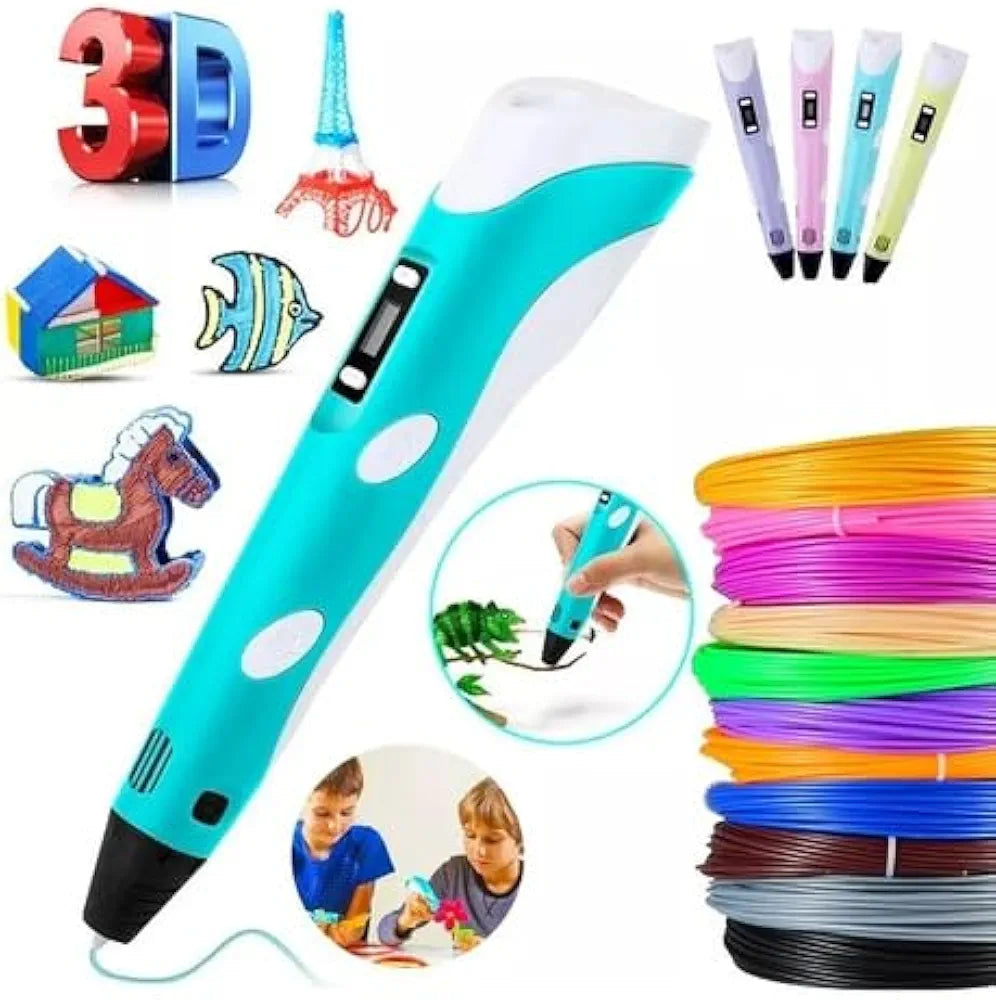3D Pen Set with LED Display DIY 3D Printing Pen With 9meters ABS/PLA Filament Creative Design Draw Toy for Kids