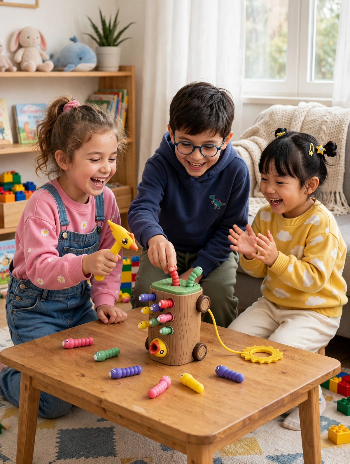 Woodpecker Game – Magnetic Catch the Worm / Pull Stump Toy