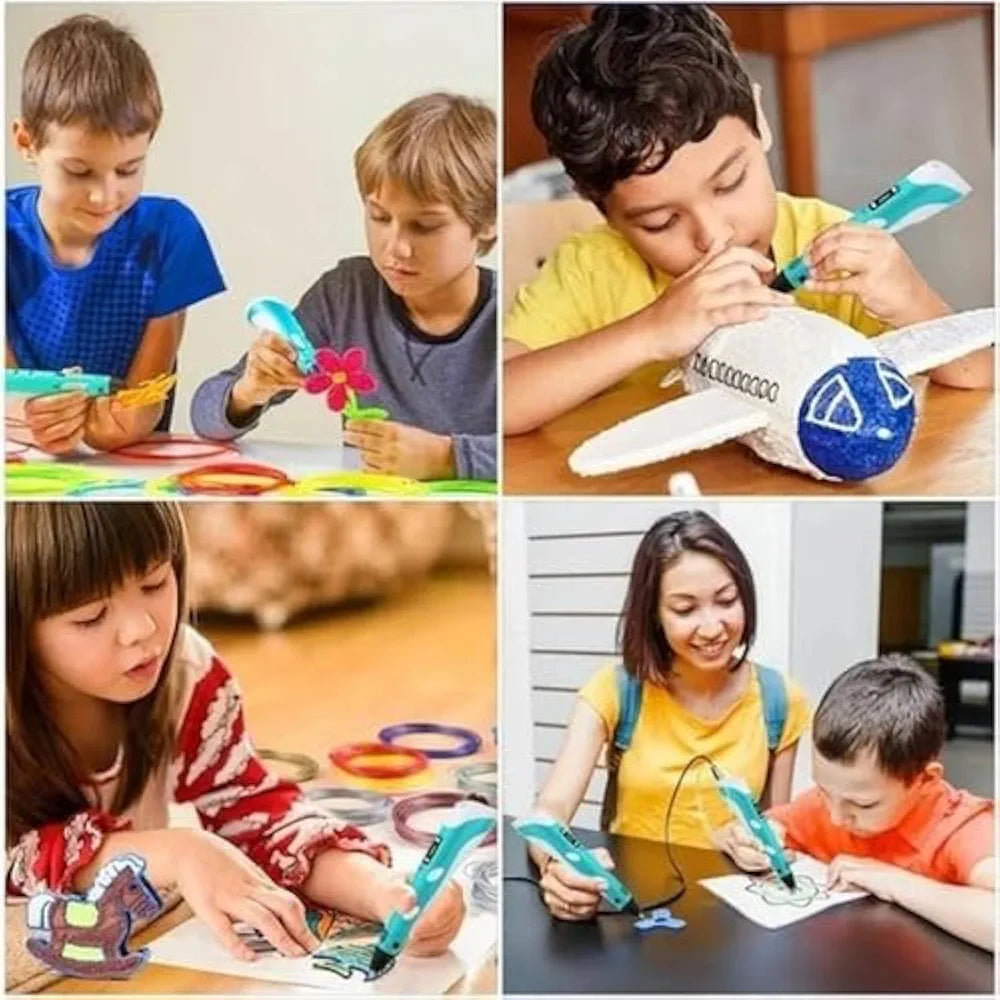 3D Pen Set with LED Display DIY 3D Printing Pen With 9meters ABS/PLA Filament Creative Design Draw Toy for Kids