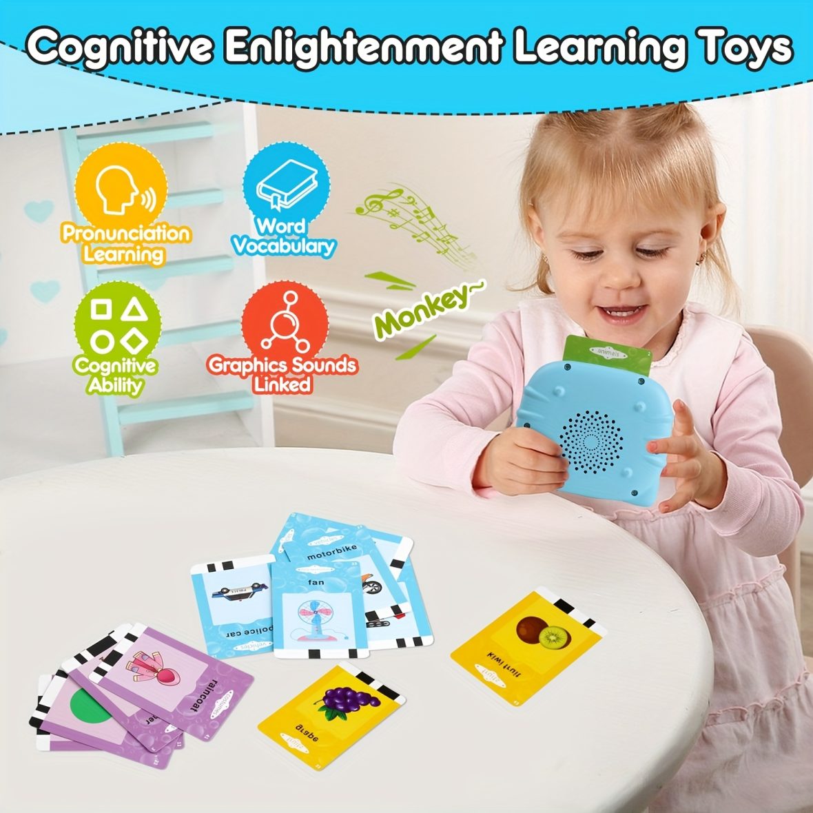 Education English Talking Flash Cards Learning Machine With Sound For Kids
