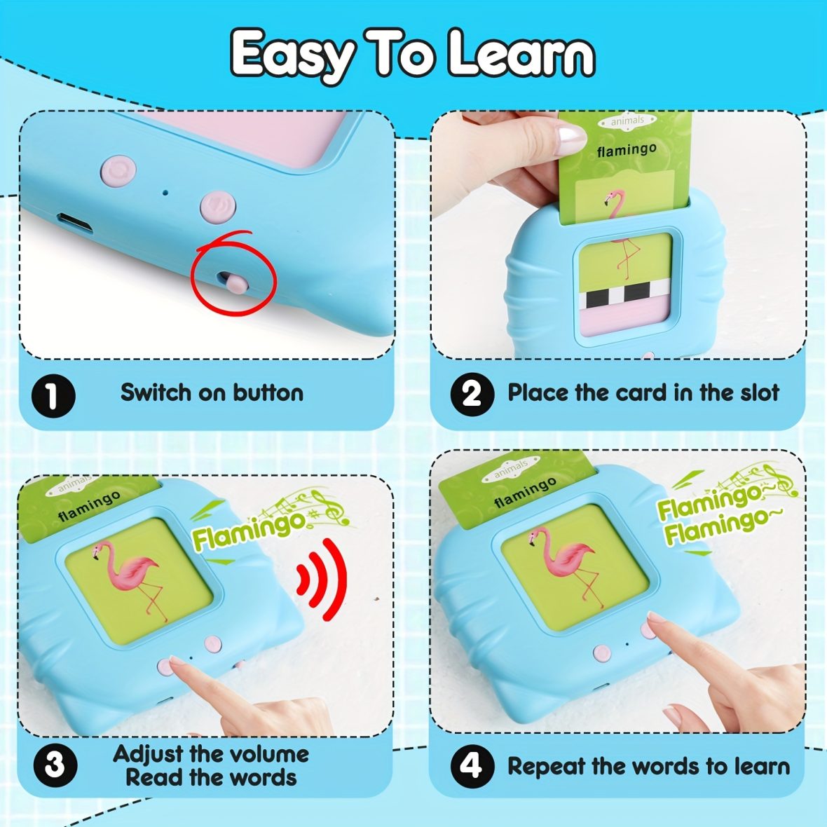 Education English Talking Flash Cards Learning Machine With Sound For Kids