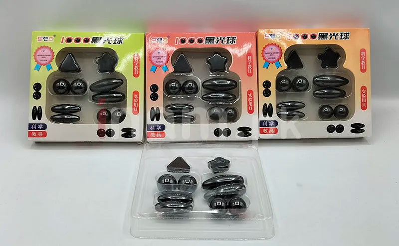 Pack of 10 Black Magnets Set for Kids – 4 Different Shapes