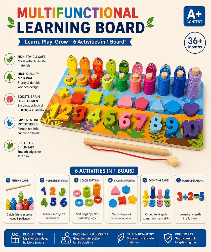 6-in-1 Wooden Montessori Learning Board