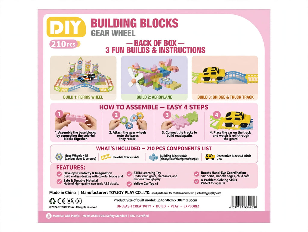 DIY Building Blocks Gear Wheel  210 PCS (AEROPLANE SET)