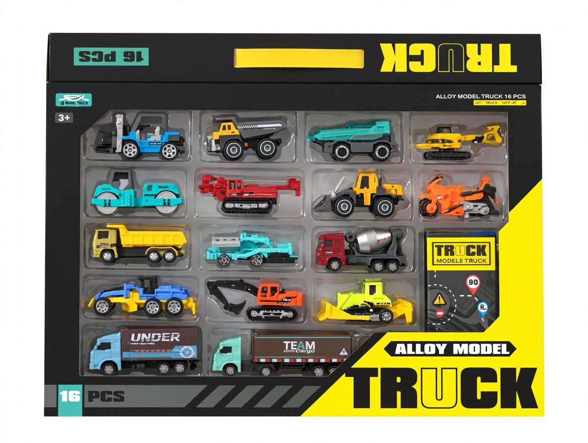 Alloy Model Truck Set – 16 PCS Construction Vehicles Gift Box